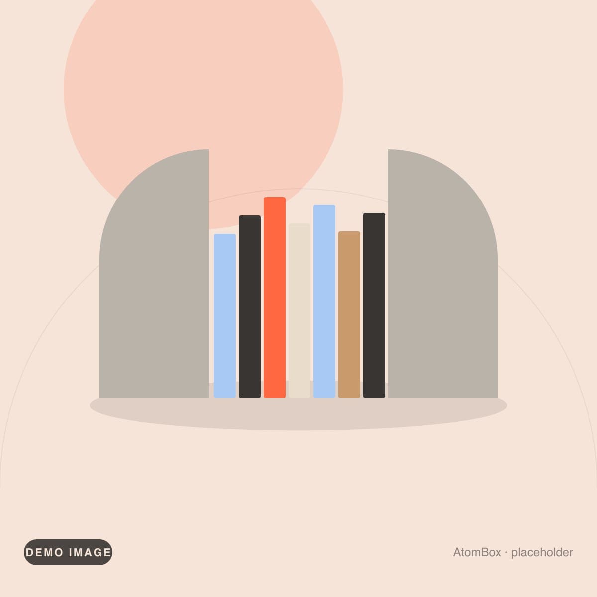 Demo illustration standing in for: Pair of arched concrete bookends holding hardback books