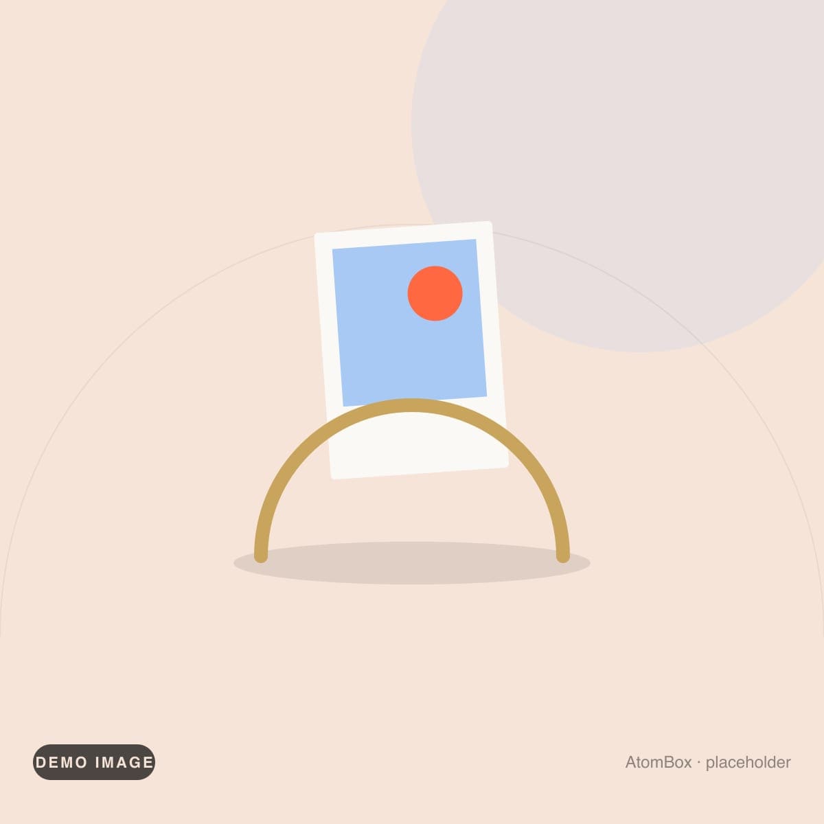 Demo illustration standing in for: Curved brass stand holding a small photographic print upright