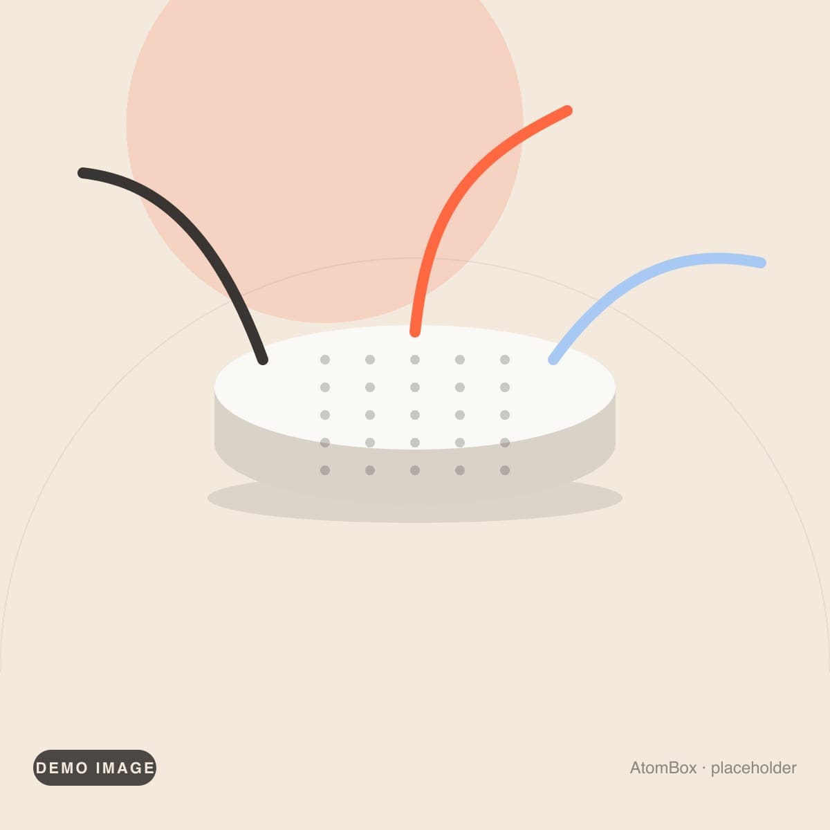 Demo illustration standing in for: Round cable holder on a desk edge holding three cables