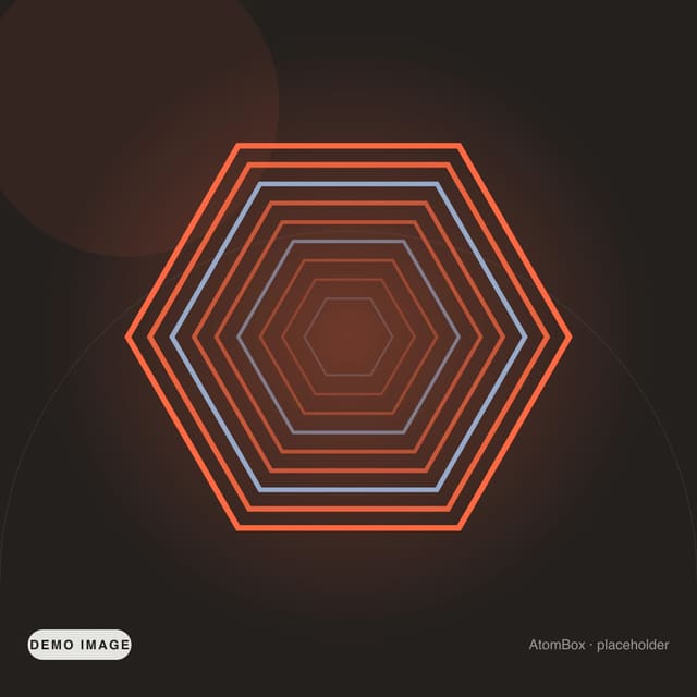 Demo illustration standing in for: Hexagonal infinity mirror glowing warm amber on a dark wall